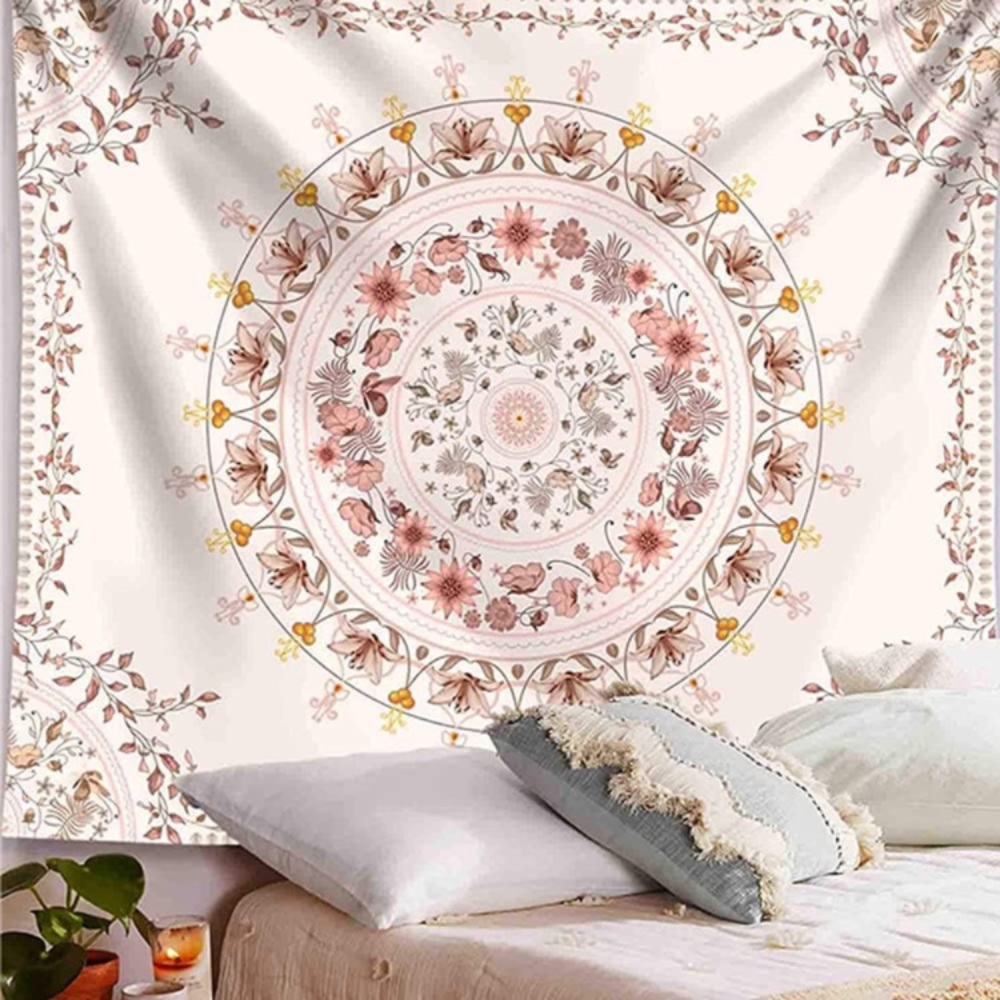 Floral Hippie Tapestry Symmetrical Indie Boho Wall Home Teen Dorm Decor/Backdrop - Picture 5 of 5